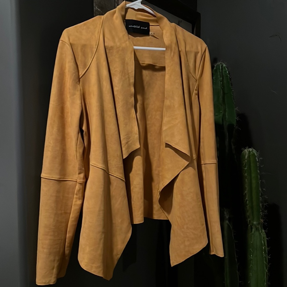 Mustard Seed Faux Suede Open Jacket